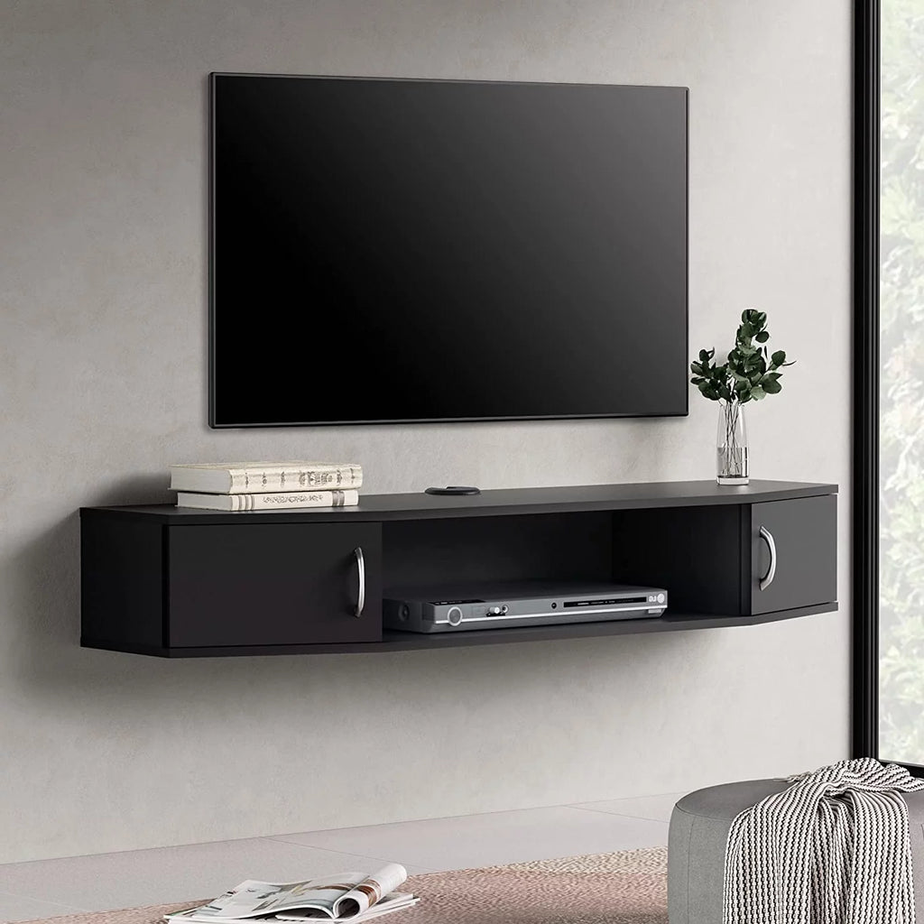 Floating TV Stand with LED Lights and Storage Cabinets X8815