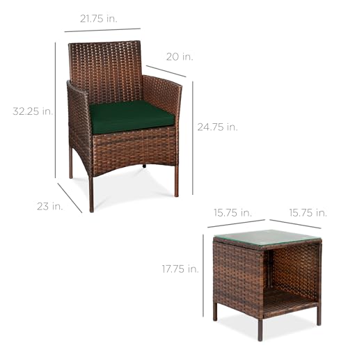 3-Piece Outdoor Wicker Bistro Set with Side Table K1912