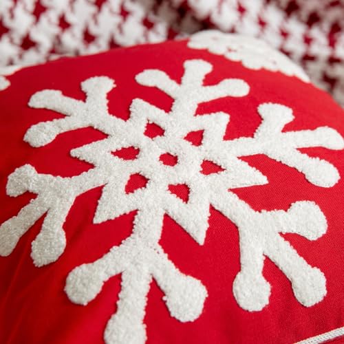 18x18 Soft Canvas Snowflake Embroidery Throw Pillow Covers with Invisible Zipper, 1 Pair, White N68235