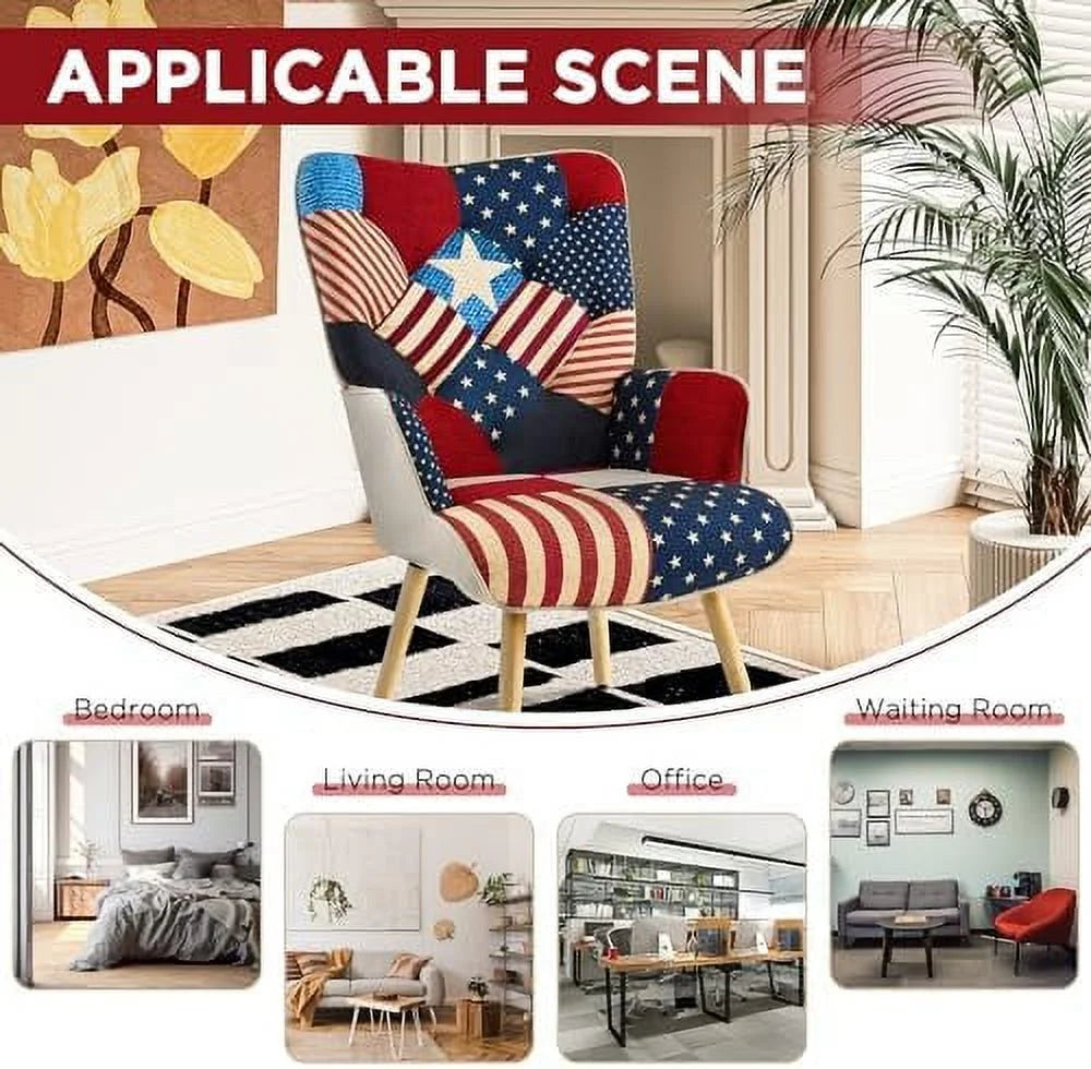Accent Chair High Back Armchair Linen Fabric Solid Wood P8288
