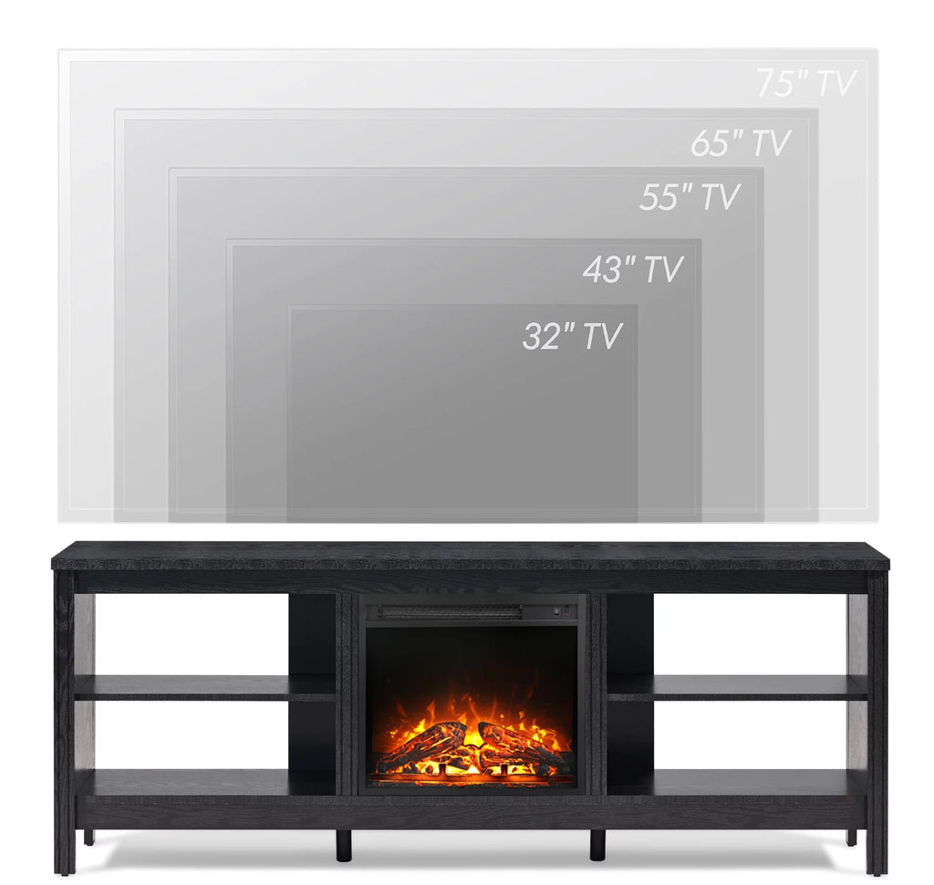 Black Fireplace TV Stand with LED Lights M6455