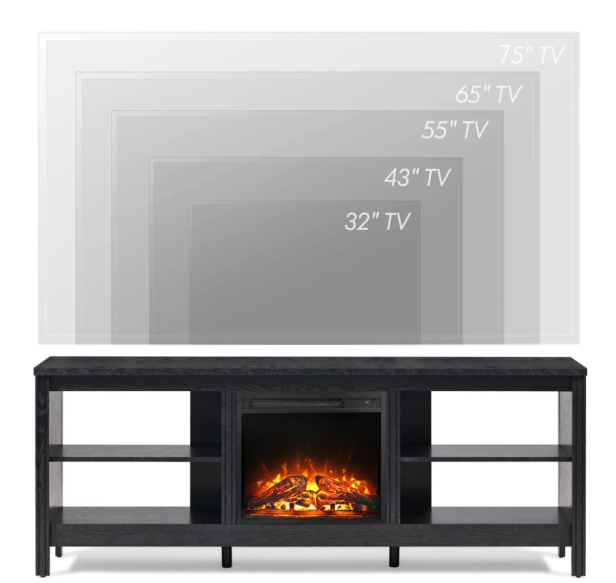 Black Fireplace TV Stand with LED Lights M6455