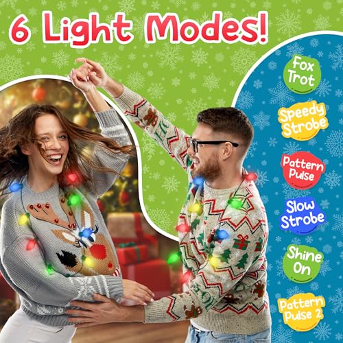4 Pack LED Light Up Christmas Bulb Necklace I7779