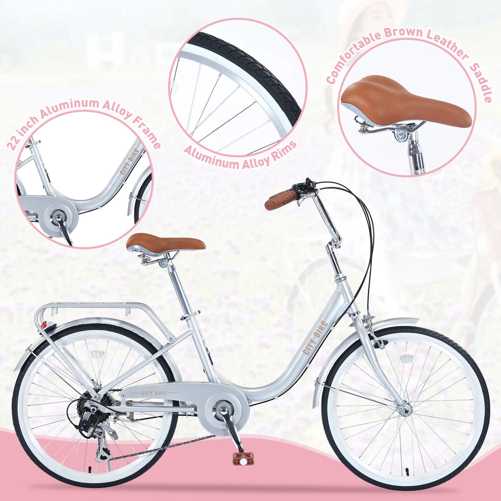 22 Inch Aluminum Alloy 7 Speed City Bike G1087