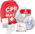 CPR Mask Combo Kit 8-Pack with Valves Gloves and Alcohol Prep Pads E41470