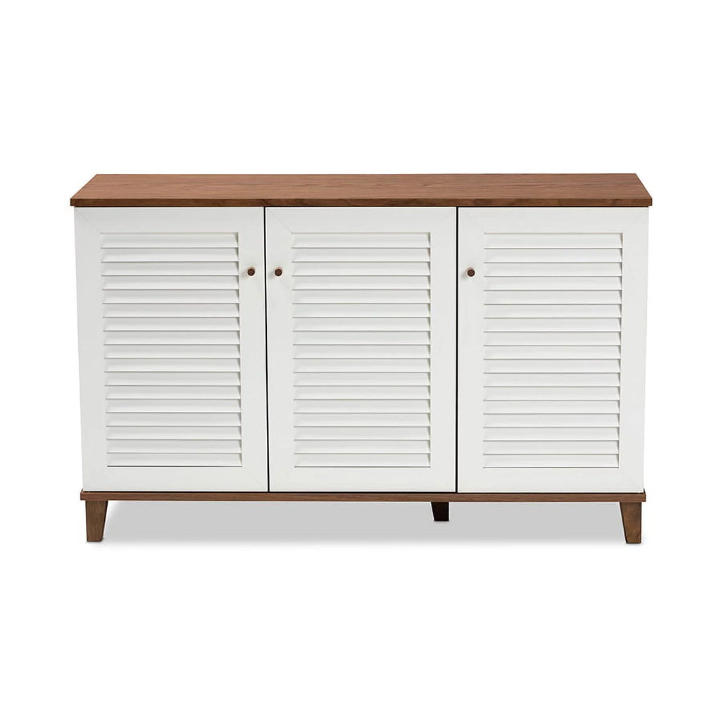 Walnut Finished 8-Shelf Wood Shoe Storage Cabinet Z990