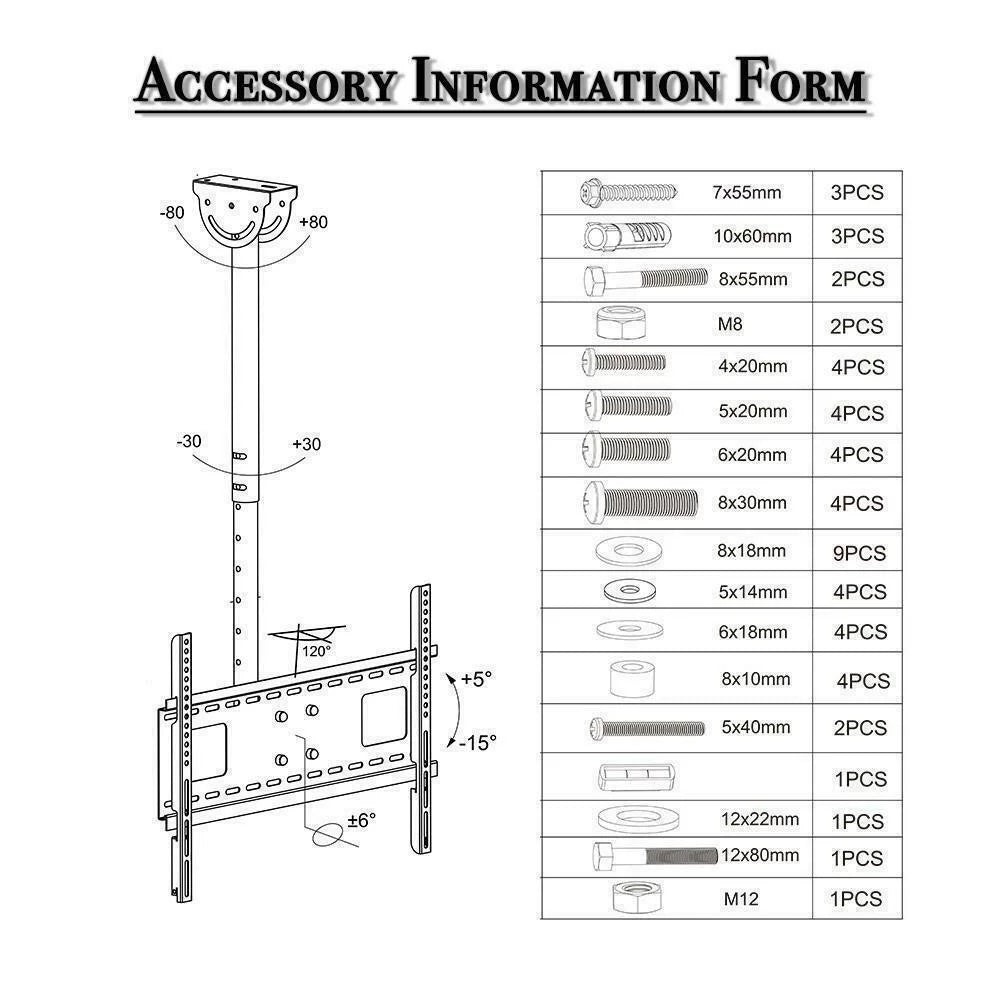 Full Motion Ceiling TV Wall Mount Bracket L24446