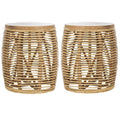 18" Round Rattan Accent End Table Set of 2 F124