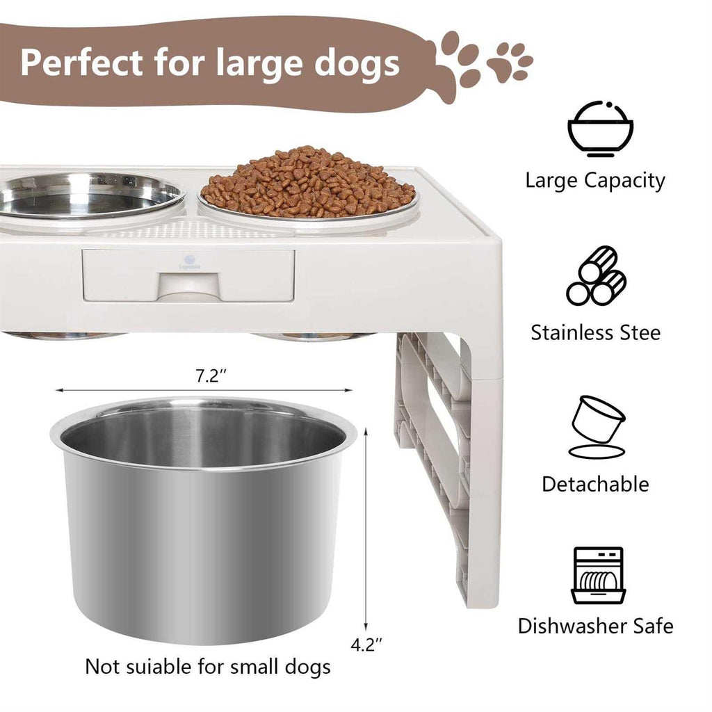 Stainless Steel Elevated Dog Bowls with Adjustable Stand I1790