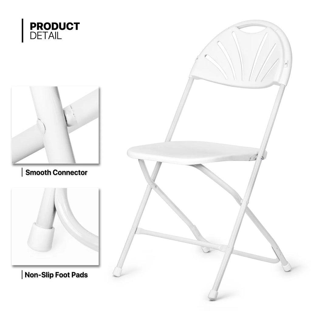 11 Pieces 5 Ft White Bi-Fold Plastic Folding Table Set with 10 Folding Chairs A91694