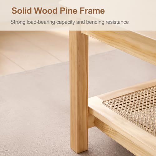 47.2'' 2-Tier Solid Wood PE Rattan Coffee Table X261