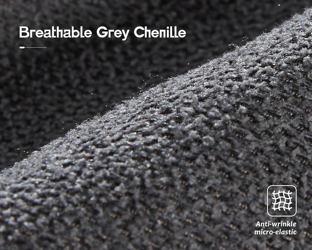 Grey Chenille Sofa with USB Charging Ports & Cup Holders X1791
