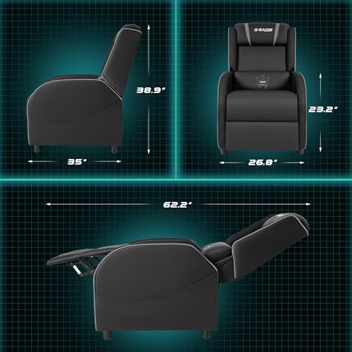 Grey LED Massage Recliner Chair N7241