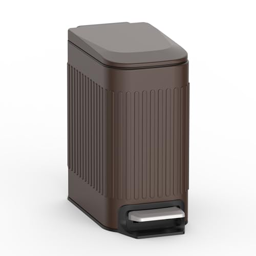 Slim Stainless Steel 6 Liter Trash Can with Lid Z339132
