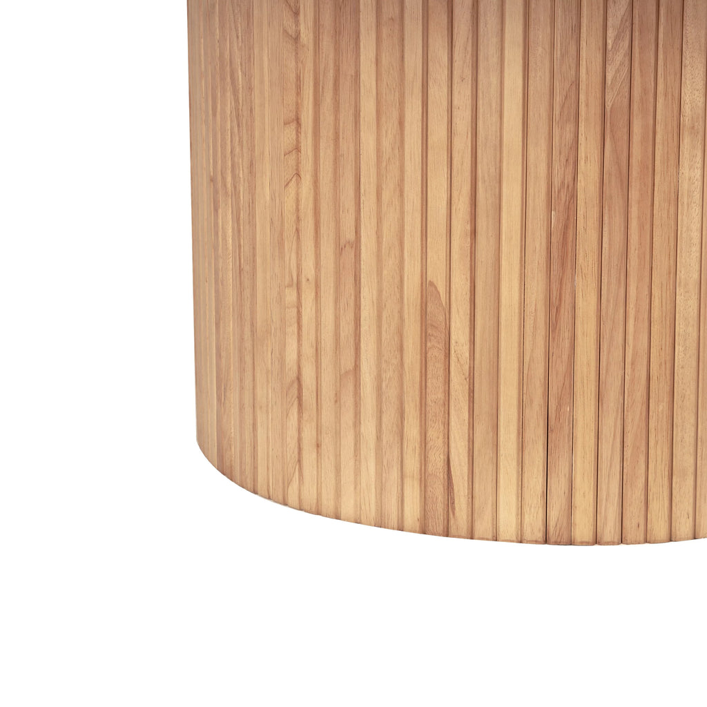 Round Wood Coffee Table with Pedestal End Table Natural 35.5" N4942