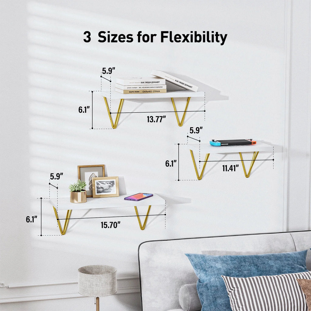 Set of 3 White Wall Mounted Floating Shelves L97409