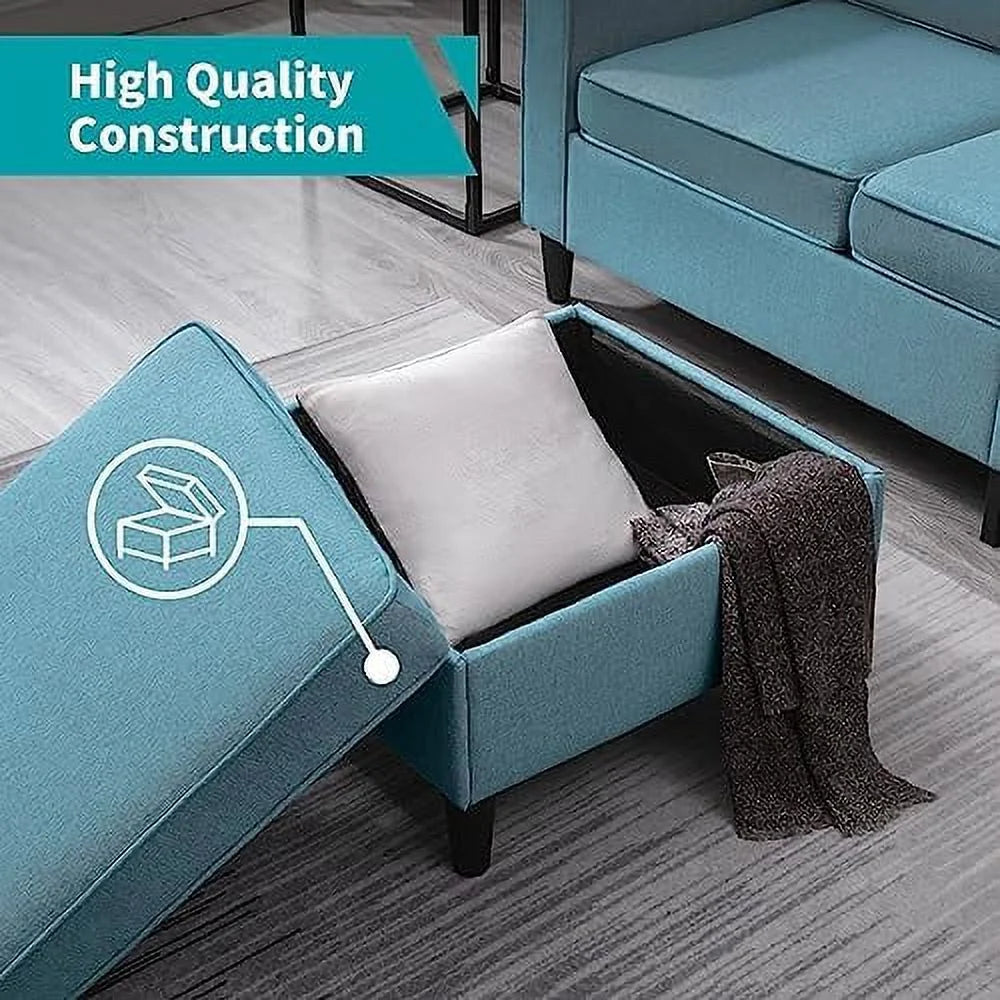 Convertible Sectional Sofa L Shaped Couch with Reversible Ottoman V542