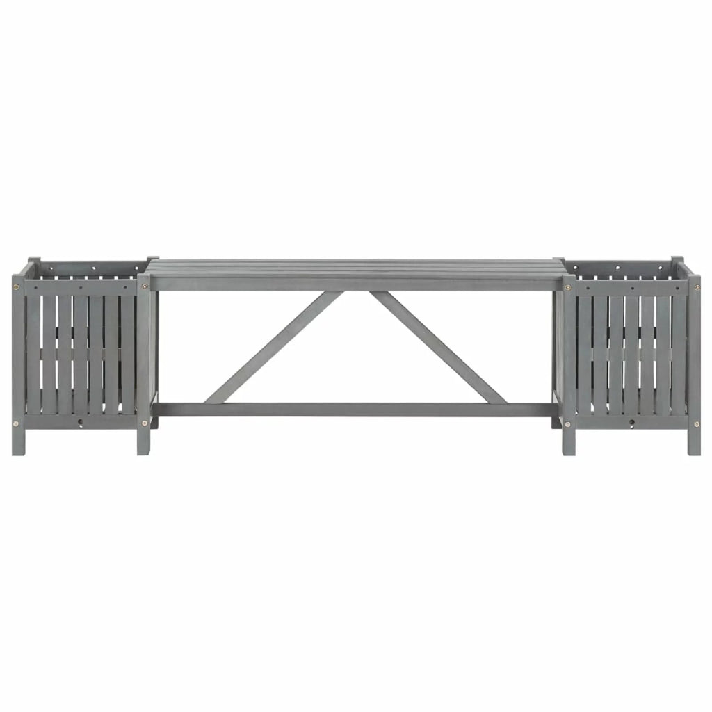 Acacia Wood Bench with 2 Planters Y85174