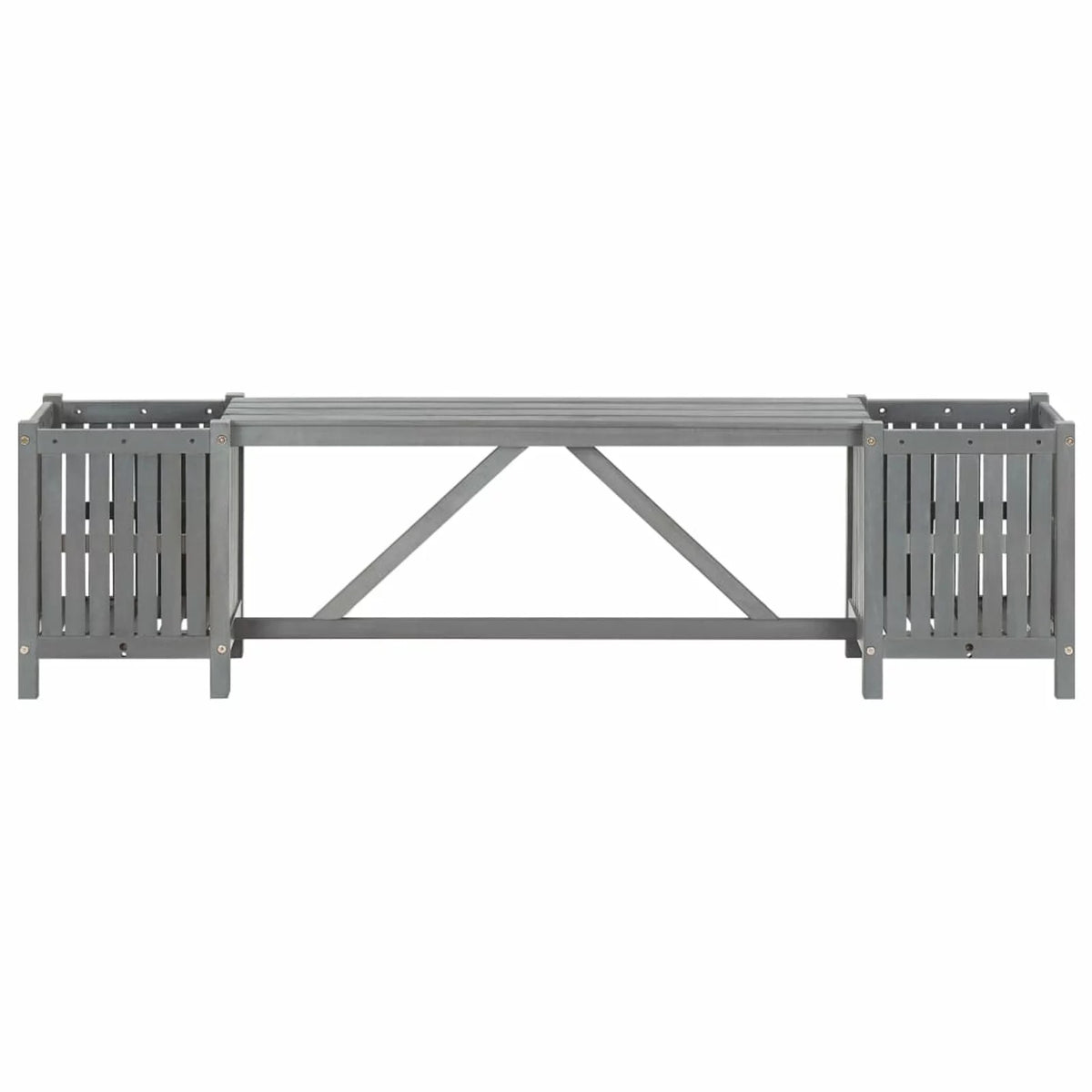 Acacia Wood Bench with 2 Planters Y85174