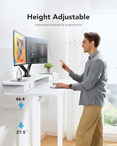 48″ x 24″ Black Electric Standing Desk with 2 Drawers X671