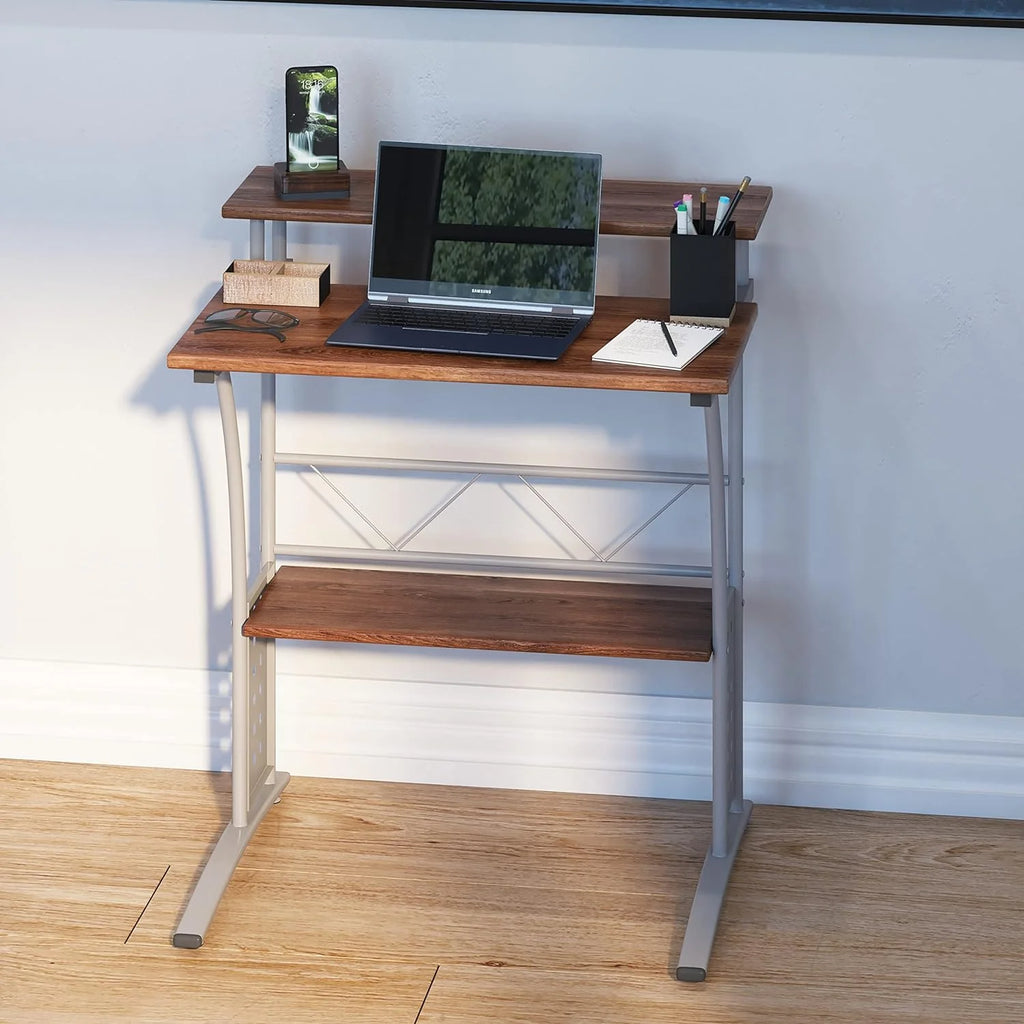 28 Inches Wide Computer Desk with Monitor Platform and Storage Shelf W3926