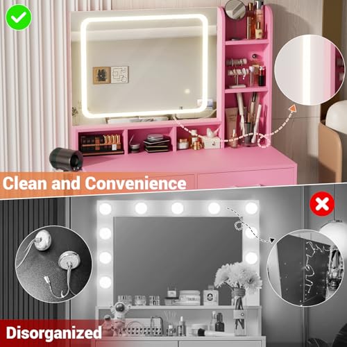 Black Vanity Desk with Mirror and Drawers I804