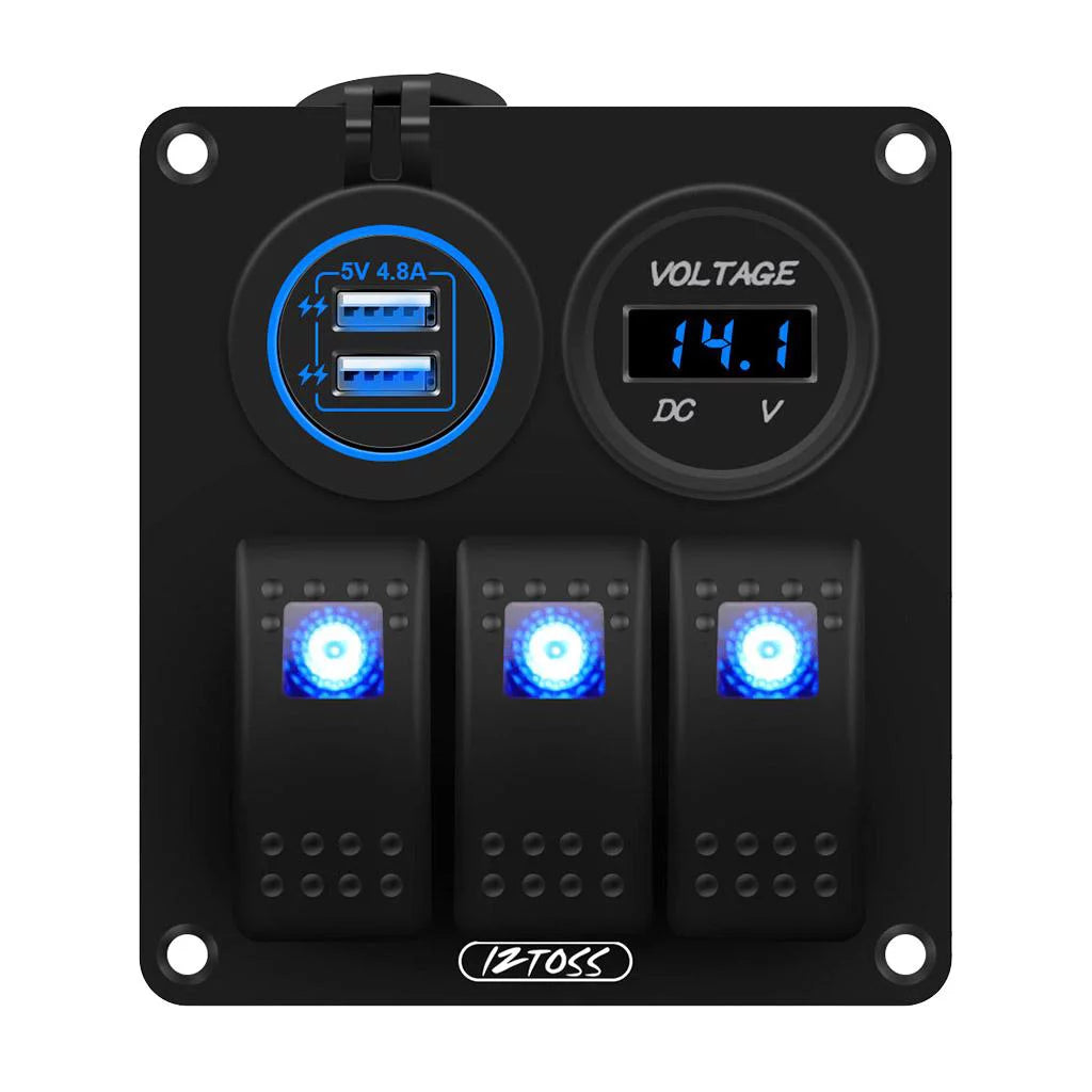 3 Gang Switch Panel with Digital Voltmeter X8871