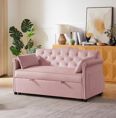 Velvet Full Size Sleeper Sofa with Pullout Bed M33722