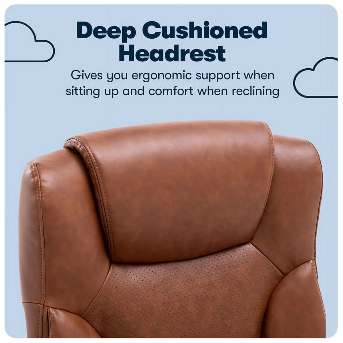 Executive Office Chair Cognac Bonded Leather A6569