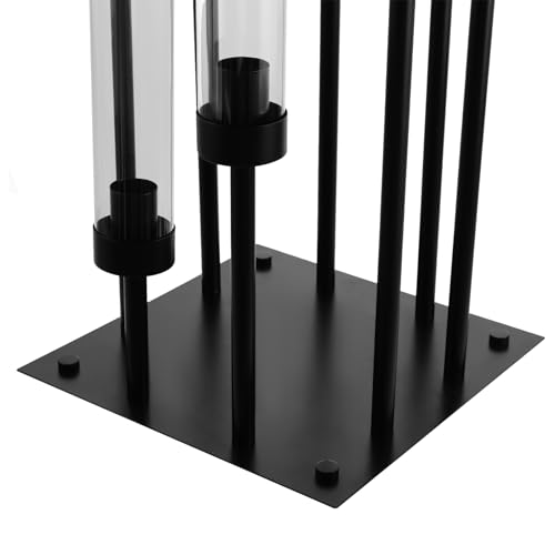 8 Arm Candle Holders Floor Candelabra Metal Candlestick Holder Set with Acrylic Shade 42.13" Tall Black A601730