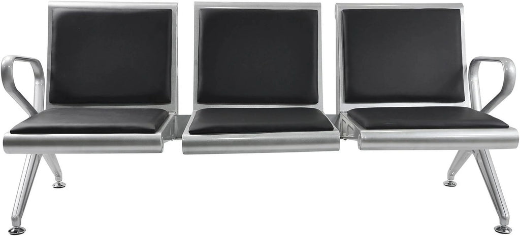 3-Seat Waiting Room Bench with Black PVC Cushion X99624
