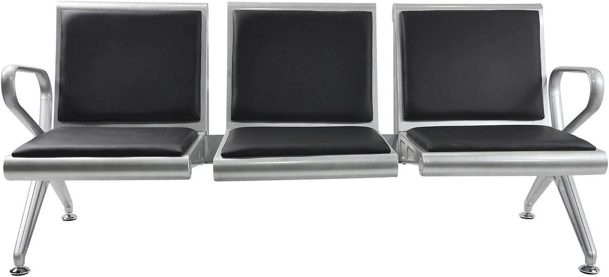 3-Seat Waiting Room Bench with Black PVC Cushion X99624