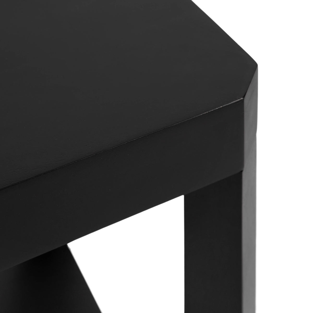 Black Two-Tier Wood Side Table F49142