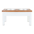 White Wood Elevated Double Diner Dog Feeder B34240