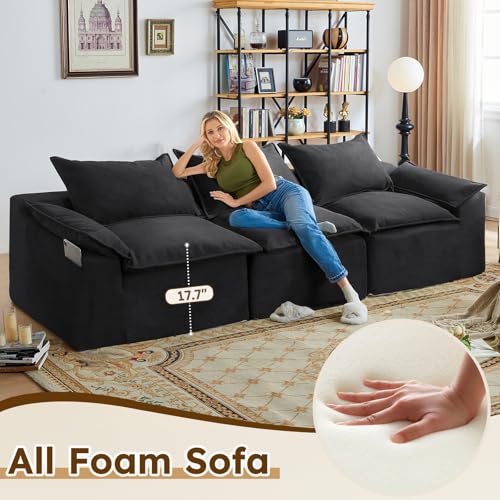 Black U Shaped Sectional Couch with 2 Movable Chaise C868267