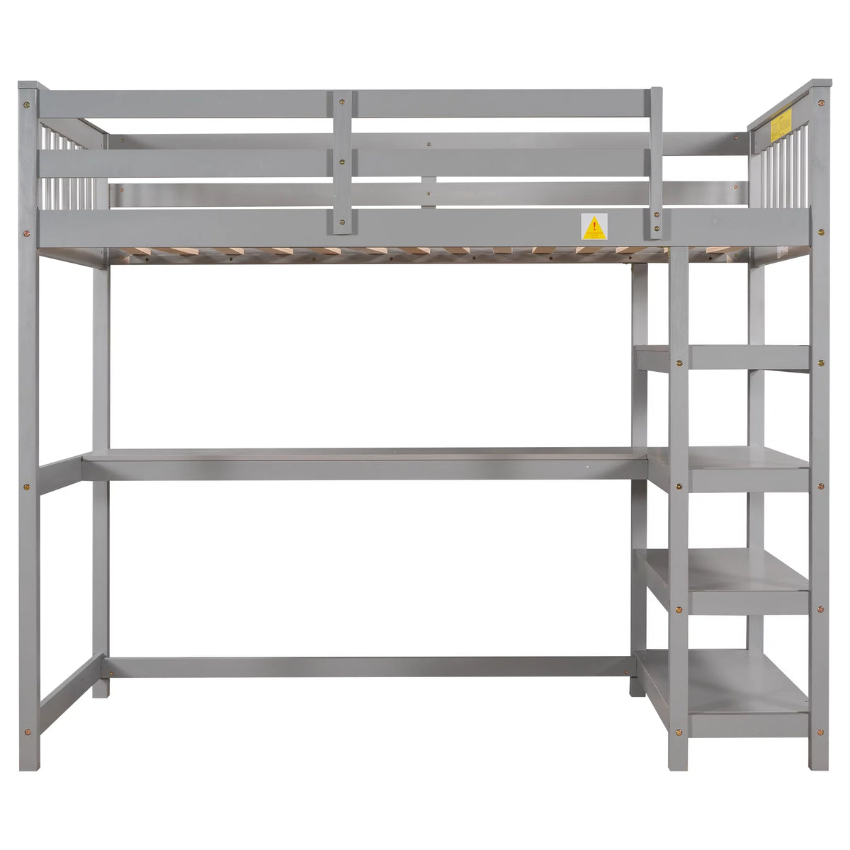 Twin Size Loft Bed with Built-in Desk and Shelves A44105