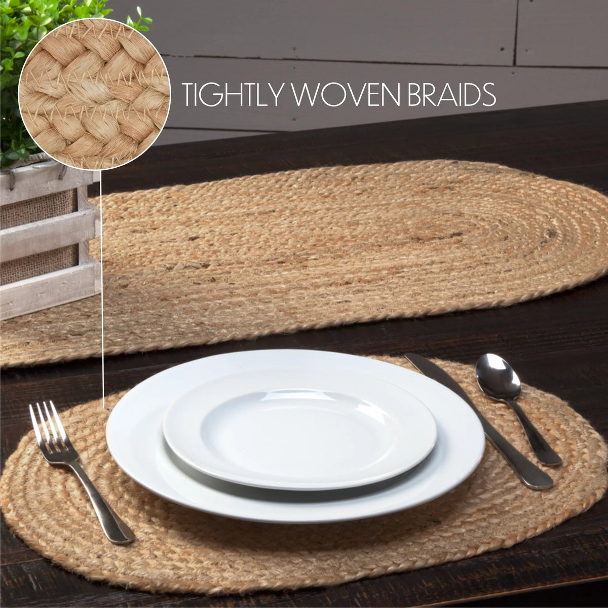 Jute Textured Oval Placemat Set of 6 J86279