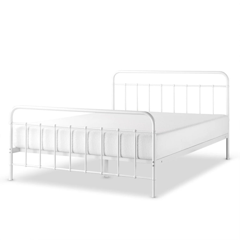 White Full Metal Platform Bed Frame D8257