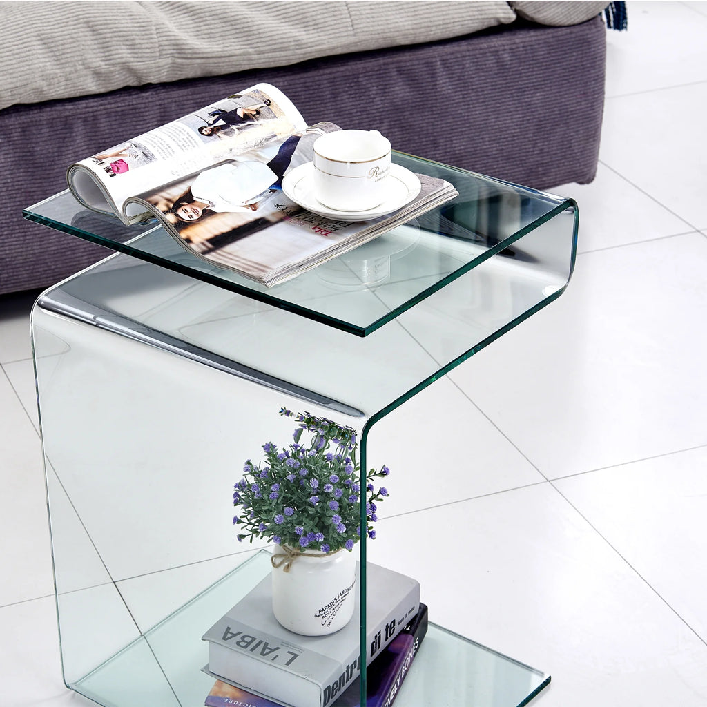 Clear Glass S-Shape End Table L51106