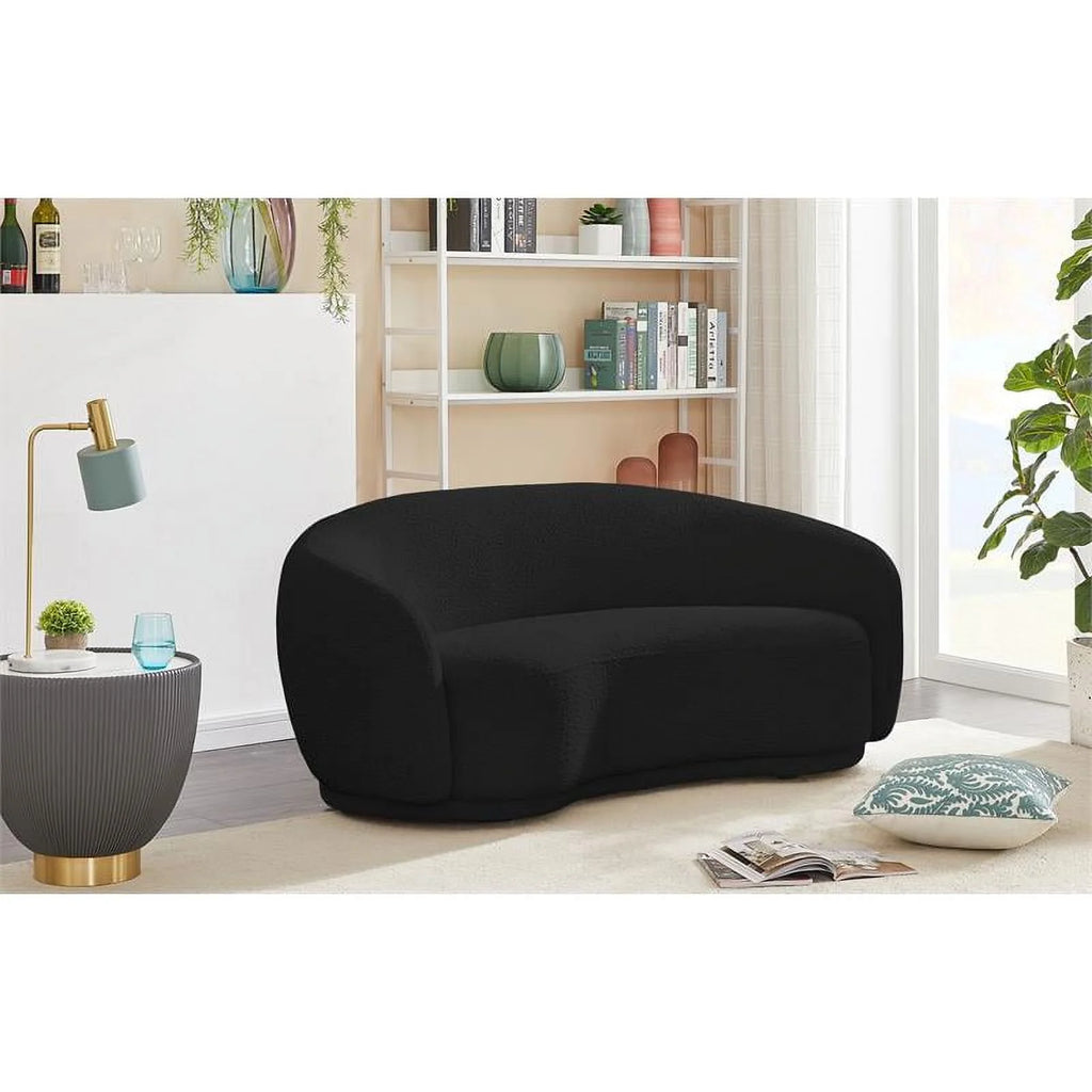 Black Boucle Fabric Loveseat B431897