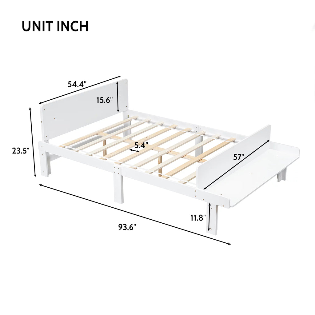 White Wood Platform Bed Frame with Headboard and Footboard Bench X15239