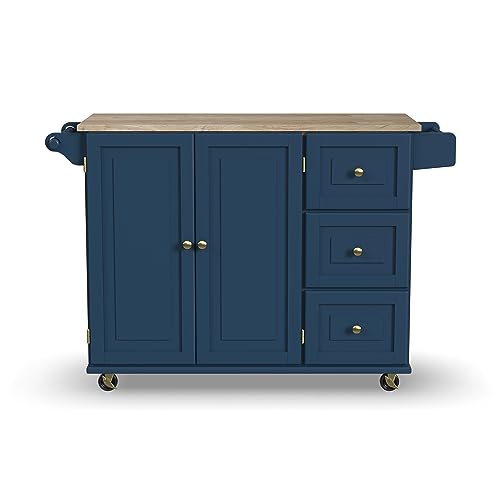 Off-White Mobile Kitchen Island Cart with Drop Leaf Breakfast Bar A722149