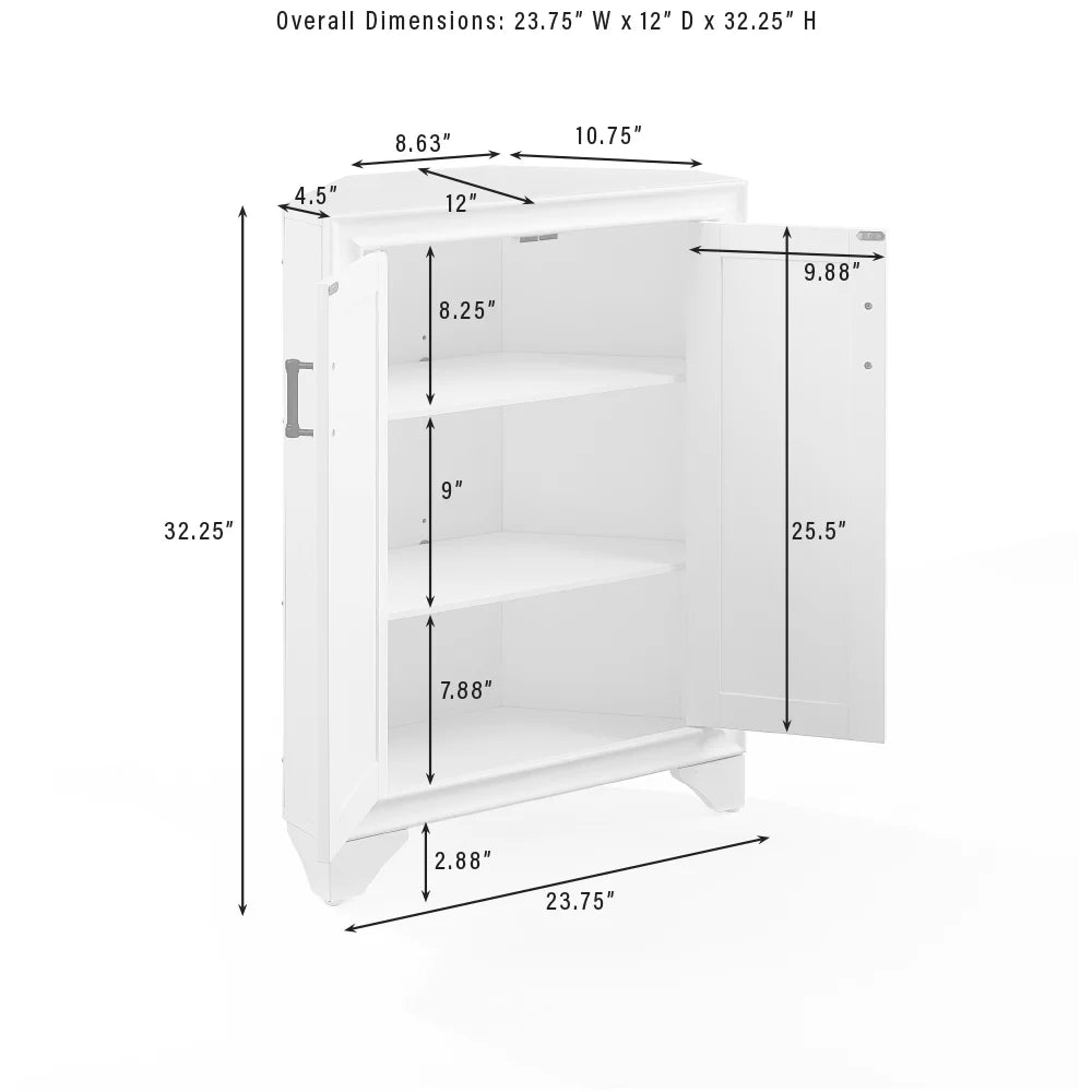 Distressed White Corner Storage Cabinet B14754