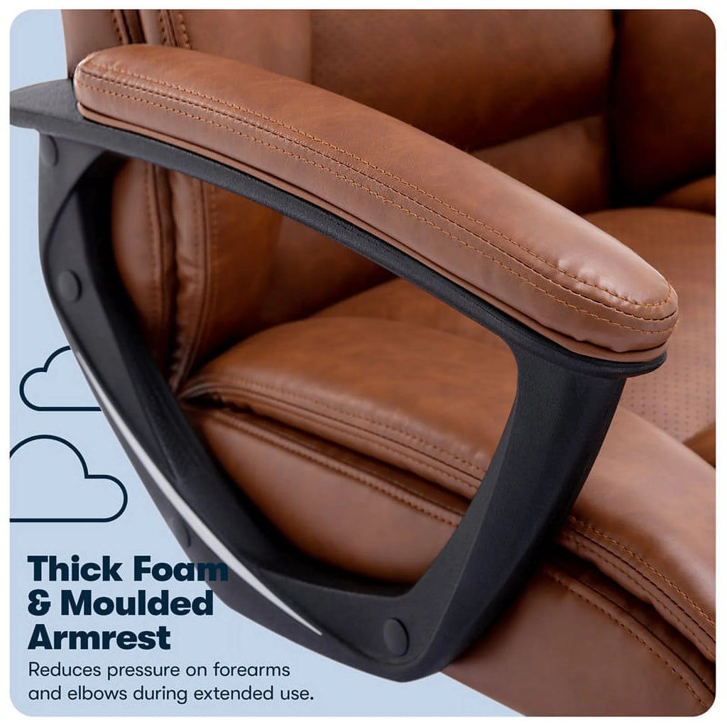 Executive Office Chair Cognac Bonded Leather A6569