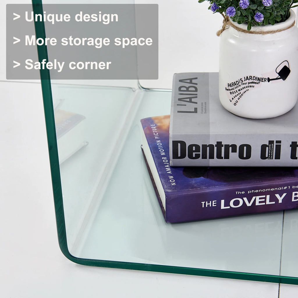 Clear Glass S-Shape End Table L51106