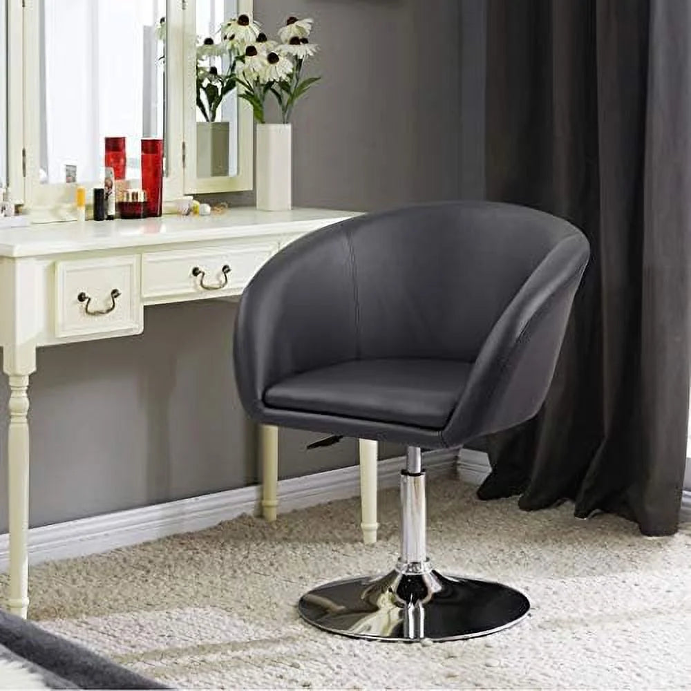 Black Jumbo Size PU Leather Round Swivel Chair J9900