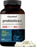 200 Billion CFU 240 Veggie Capsules Probiotics with Digestive Enzymes Prebiotics Postbiotics 40 Strains H61030