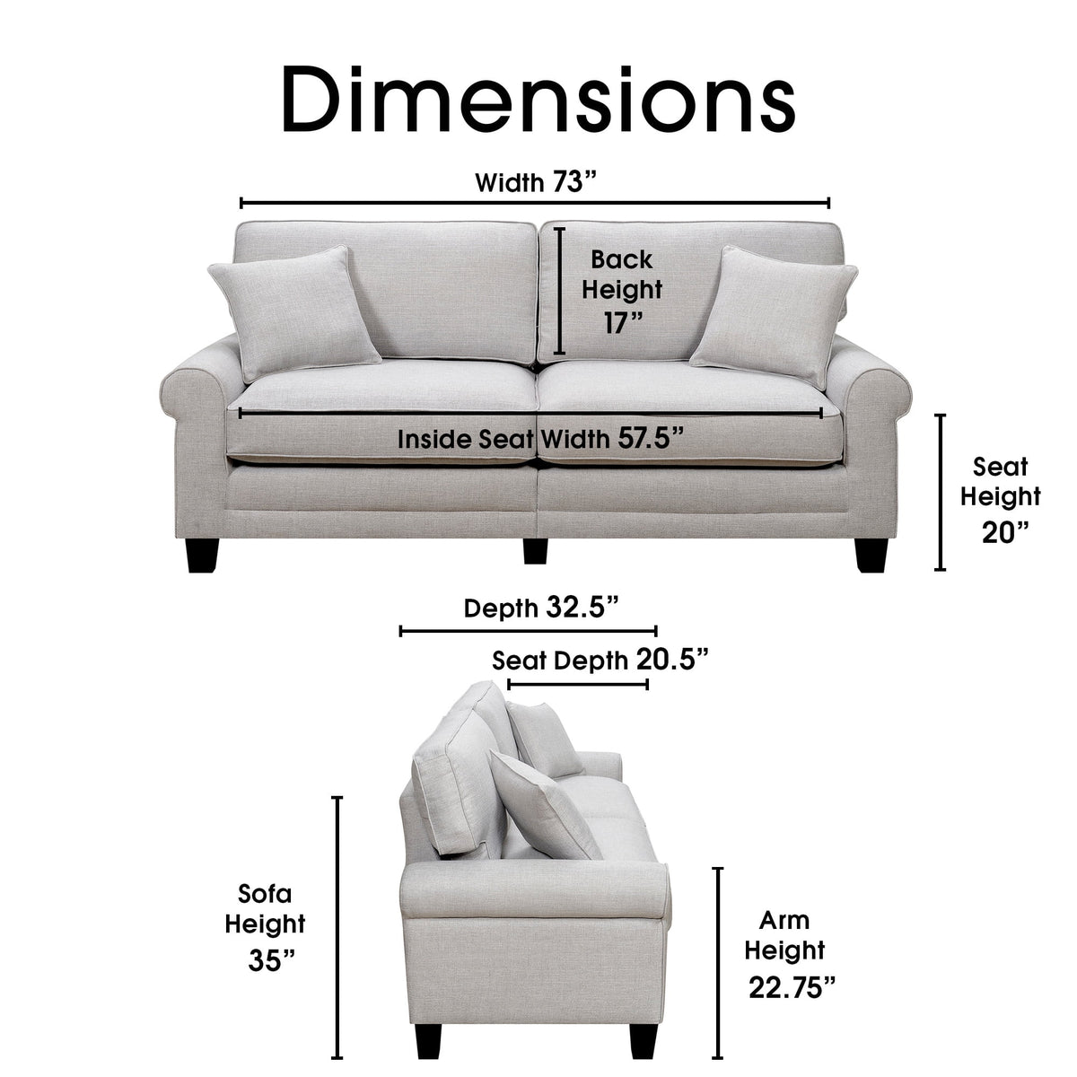 Pebble Gray Fabric Sofa E5950