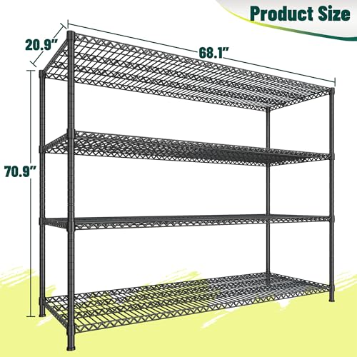 68.1"W 2500LBS Adjustable Wire Shelving Unit C640