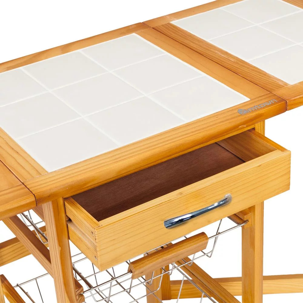 Portable Rolling Drop Leaf Kitchen Storage Trolley Cart R711